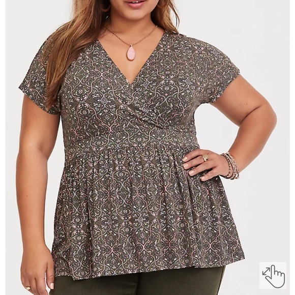 Torrid Surplice Babydoll Tee Size 0X - Picture 2 of 9